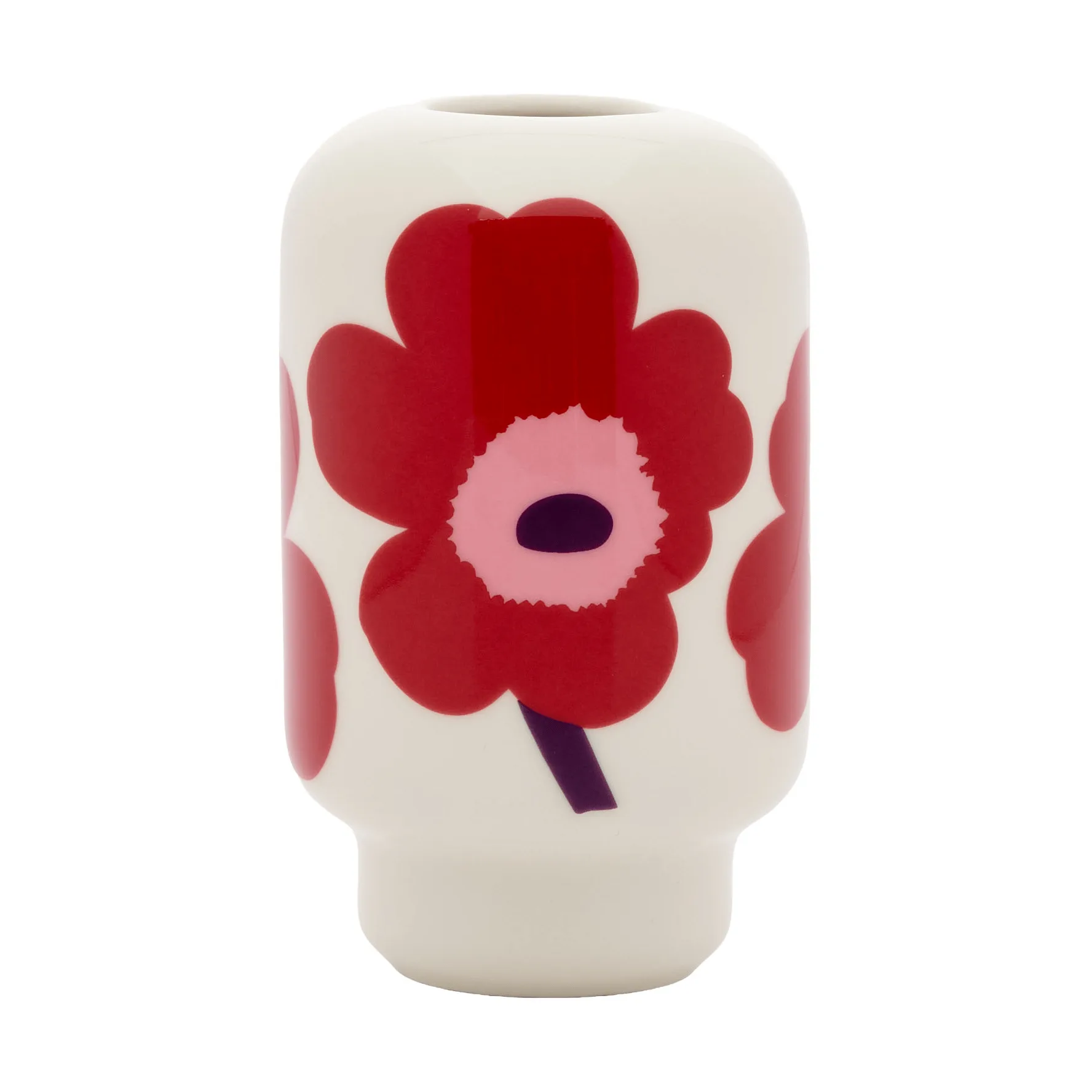 Vase Unikko 14 cm, White-cranberry-rose-prune Marimekko