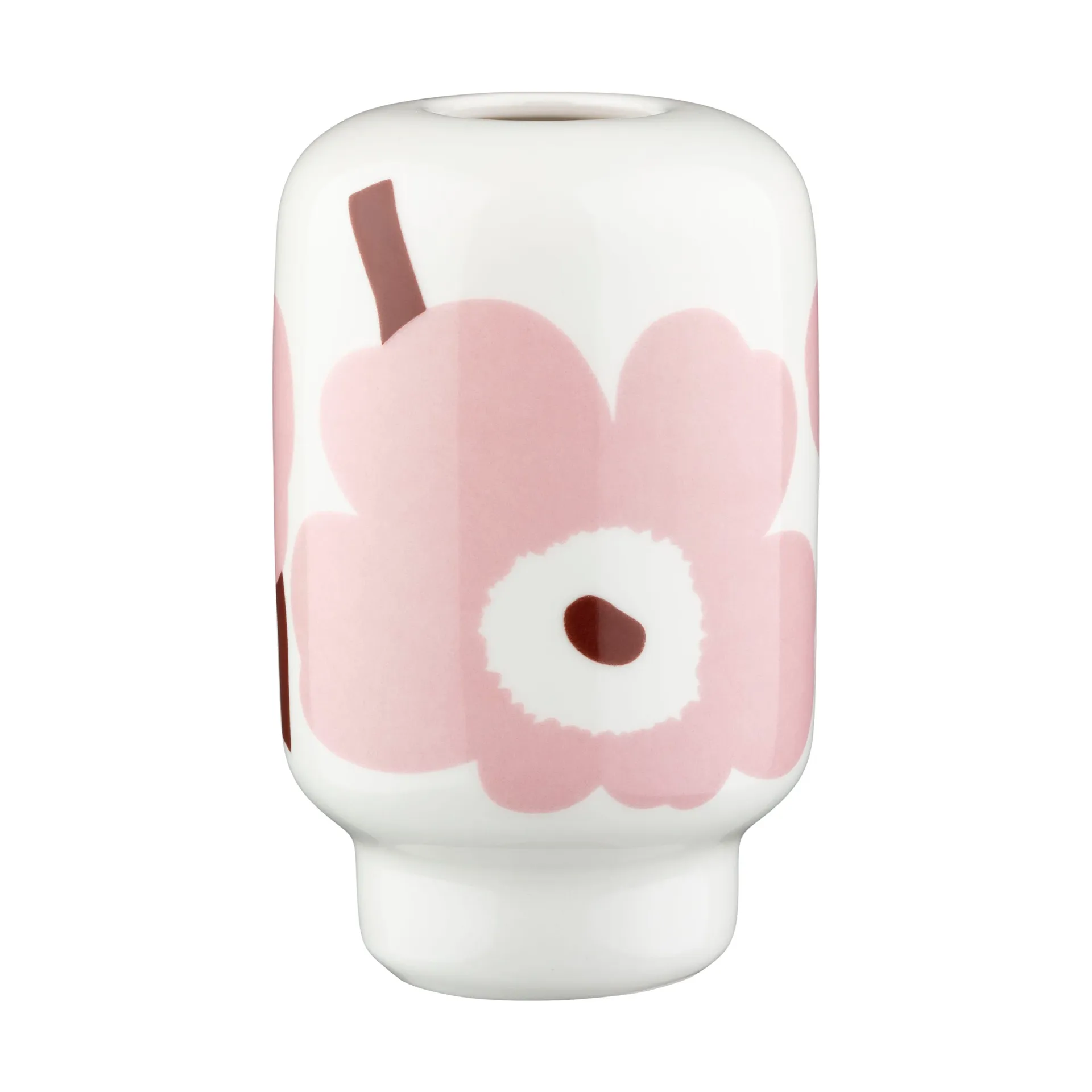 Vase Unikko 14 cm, White-light pink-chestnut Marimekko