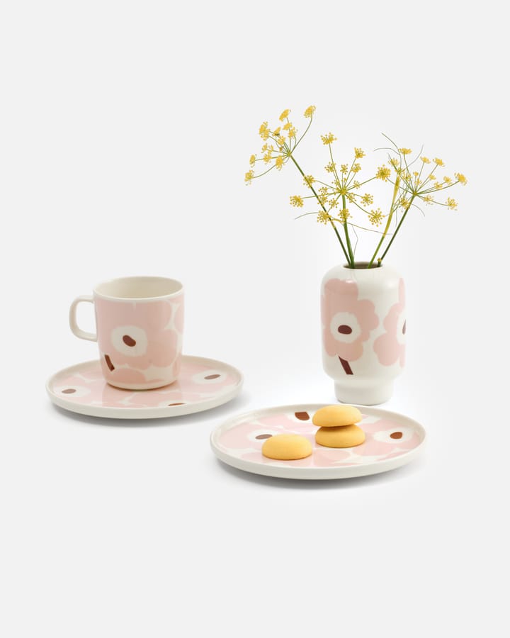 Vase Unikko 14 cm, White-light pink-chestnut Marimekko