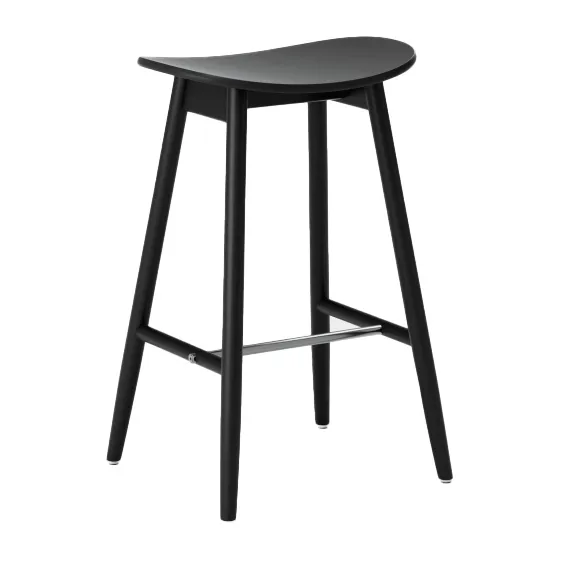 Chaise de bar Icha 65 cm, Hêtre teinté noir  Massproductions