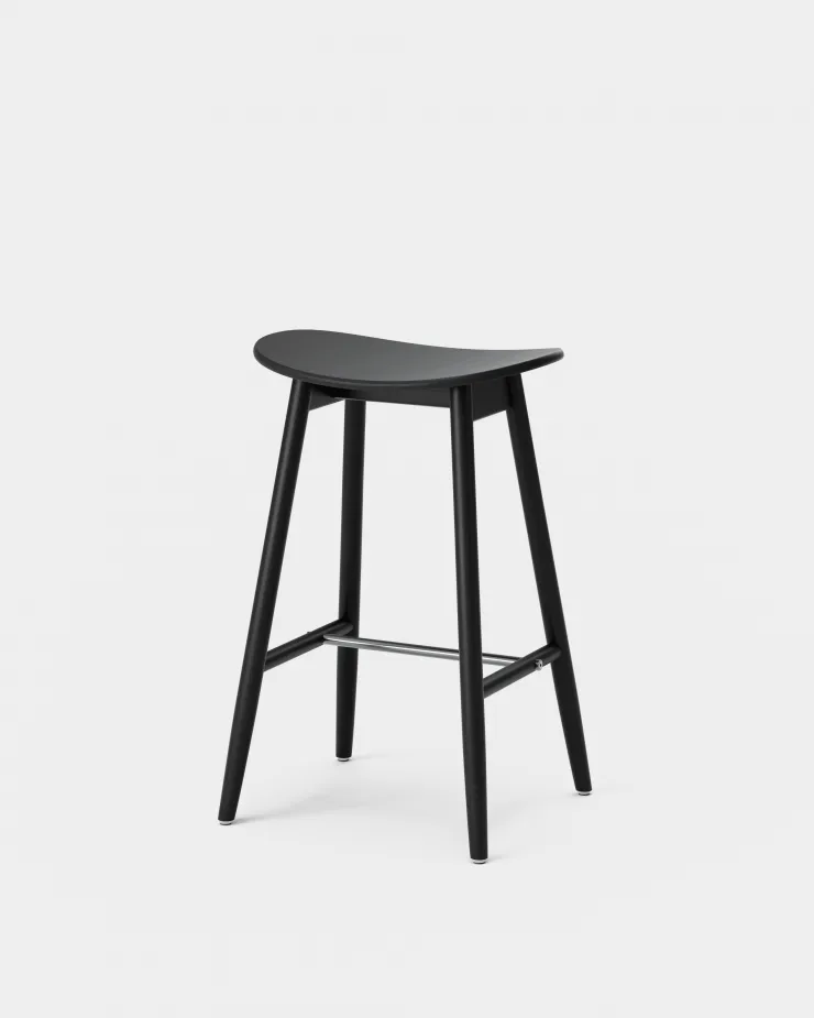 Chaise de bar Icha 65 cm, Hêtre teinté noir  Massproductions