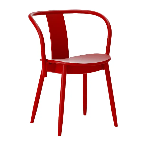 Chaise Icha, Hêtre verni rouge Massproductions
