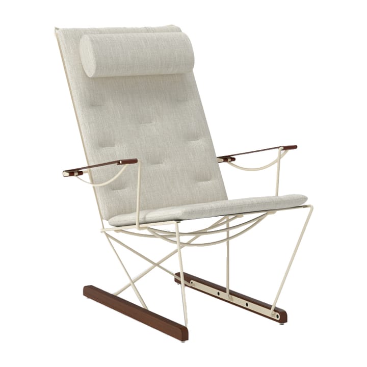 Chaise longue Spark, ivoire-hêtre teinté noyer - Romo Ruskin Quill 7757/10 - Massproductions