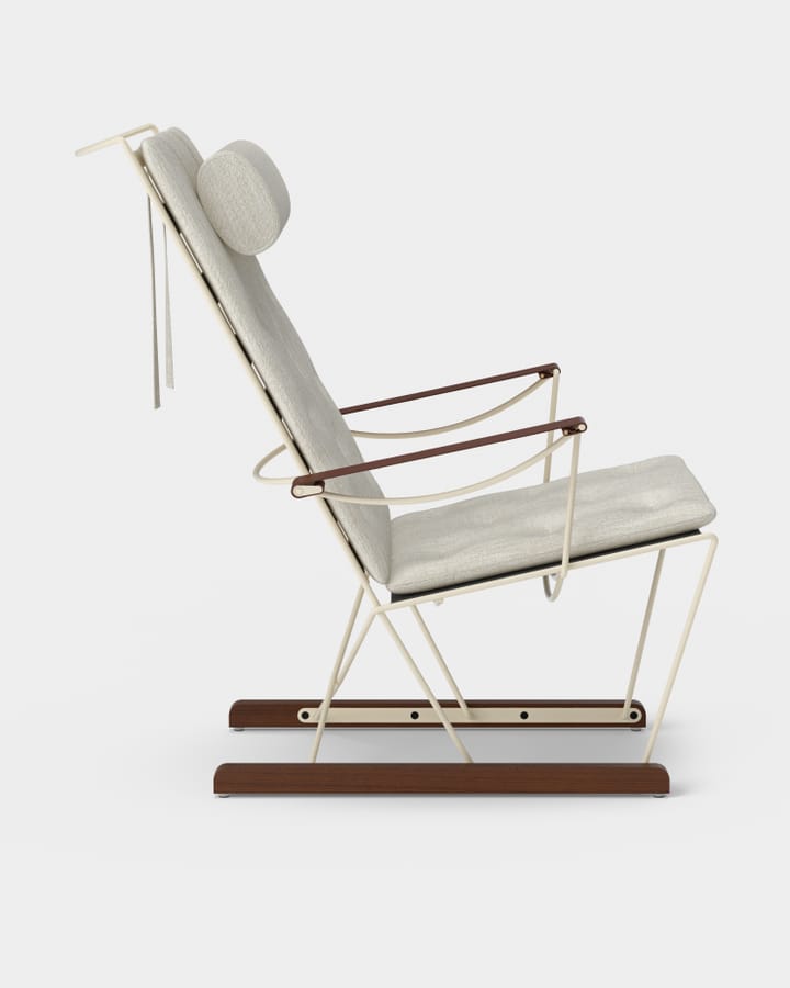 Chaise longue Spark, ivoire-hêtre teinté noyer - Romo Ruskin Quill 7757/10 - Massproductions