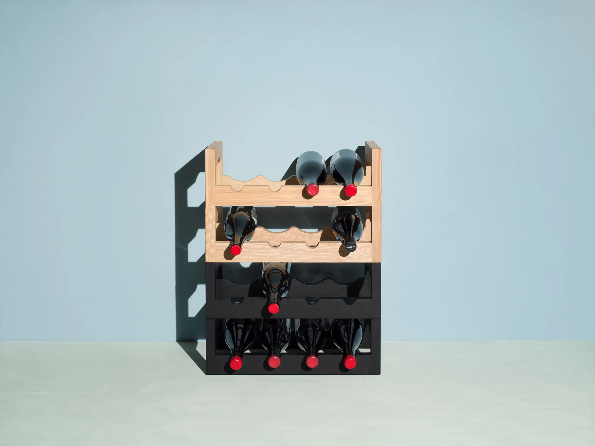 Porte-vin empilable Silo, Frêne huilé Massproductions