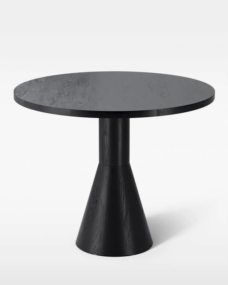 Table à manger Draft Ø88 cm, Frêne teinté noir Massproductions