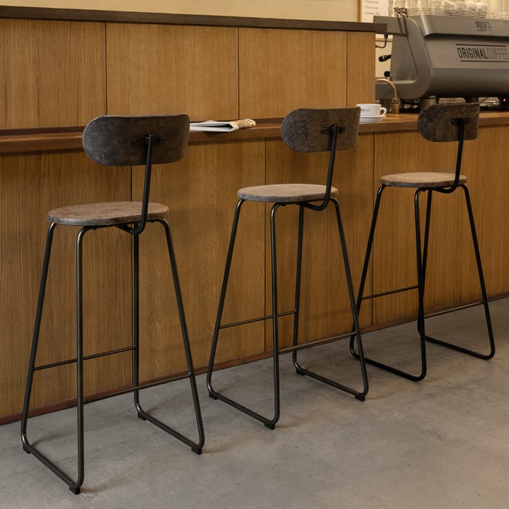 Chaise de bar Earth - coffee, h. 69, structure en acier noir - Mater