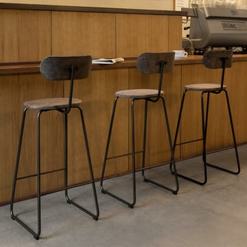 Chaise de bar Earth -  coffee, h. 74, structure en acier noir - Mater