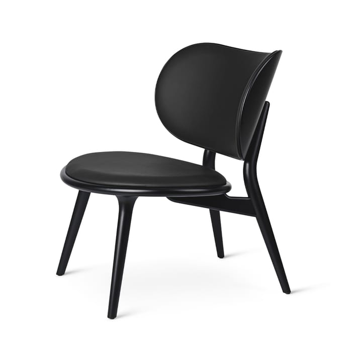 Chaise longue The Lounge Chair - cuir noir, support en hêtre laqué noir - Mater