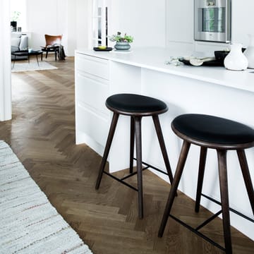 High stool tabouret de bar bas Mater 69 cm - cuir noir, support aluminium - Mater