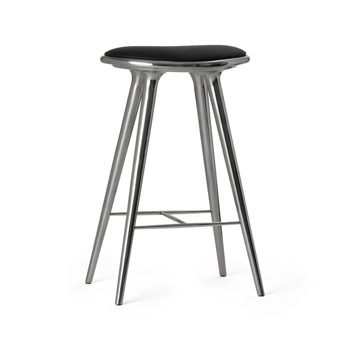 High stool tabouret de bar haut Mater 74 cm - cuir noir, support en aluminium - Mater