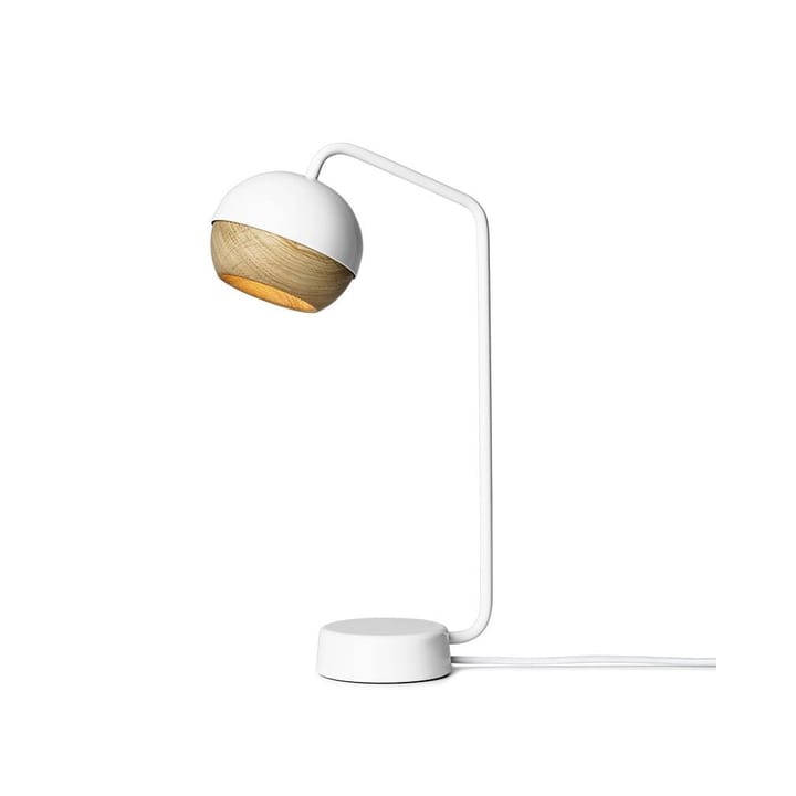 Lampe de table Ray - blanc, détail en chêne sur l'écran - Mater