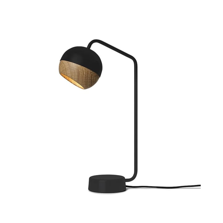 Lampe de table Ray - noir, détail en chêne sur l'écran - Mater