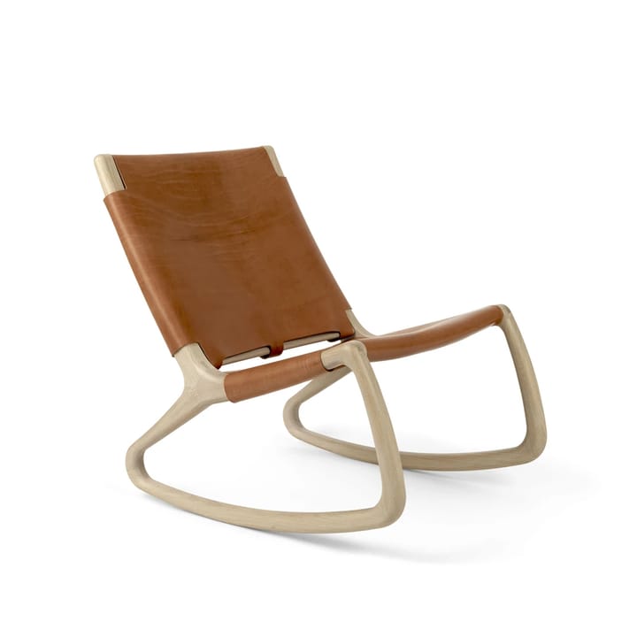 Rocking chair Rocjer - cuir whisky, support laqué mat - Mater