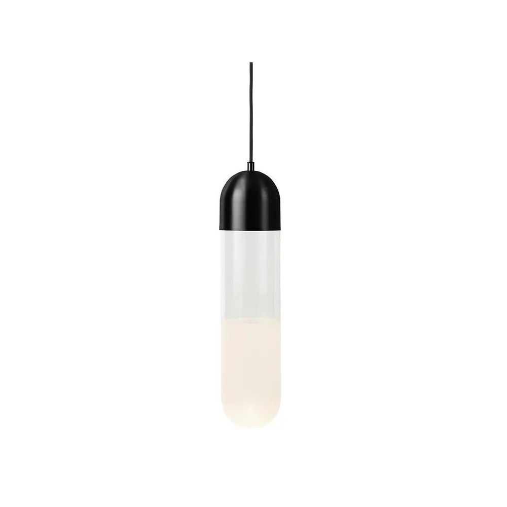 Suspension Firefly, black, verre/abat-jour en verre sablé Mater