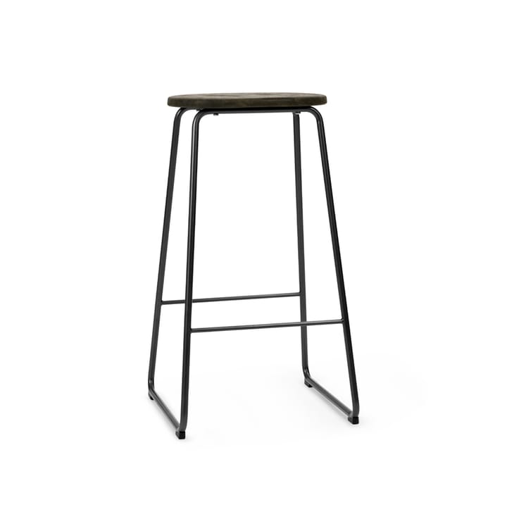 Tabouret de bar Earth - coffee, h. 69, structure en acier noir - Mater