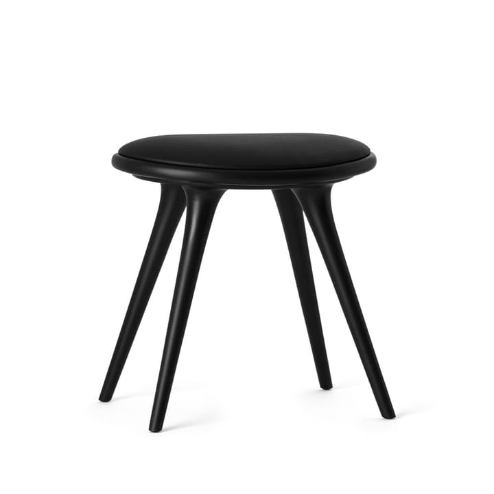 Tabouret Mater - cuir noir, structure en hêtre lasuré noir - Mater