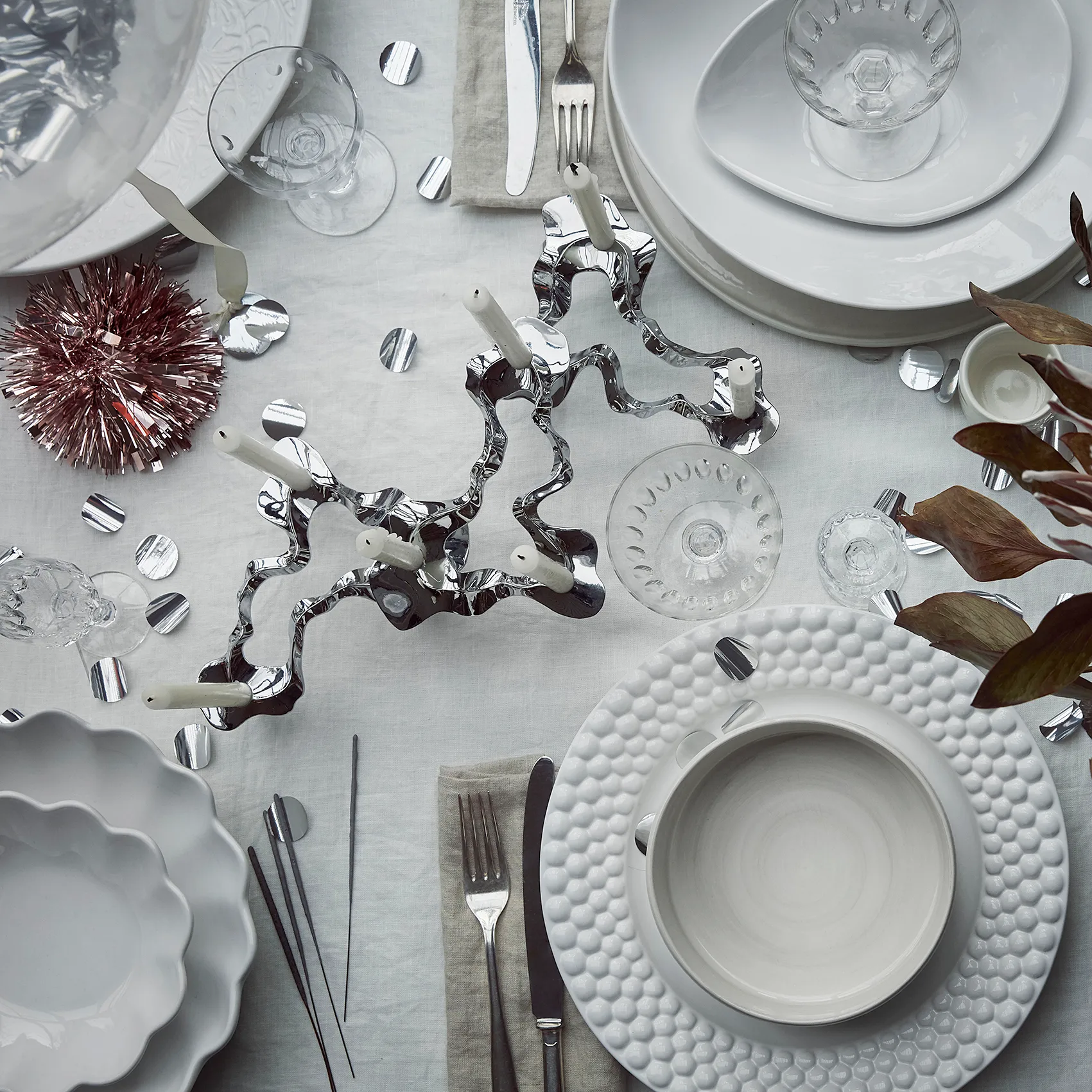 Assiette Bubbles 28 cm, Blanc Mateus