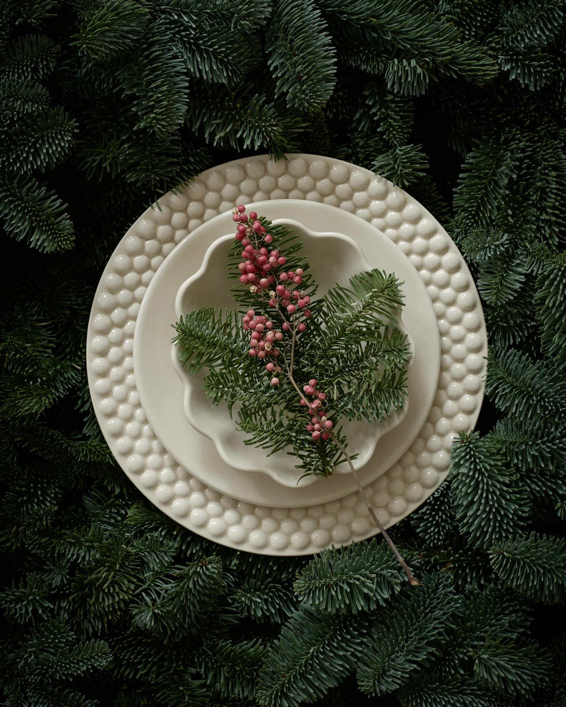 Assiette Bubbles 28 cm, Blanc Mateus