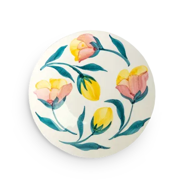 Assiette Flowers tulips Ø20 cm - Blanc - Mateus