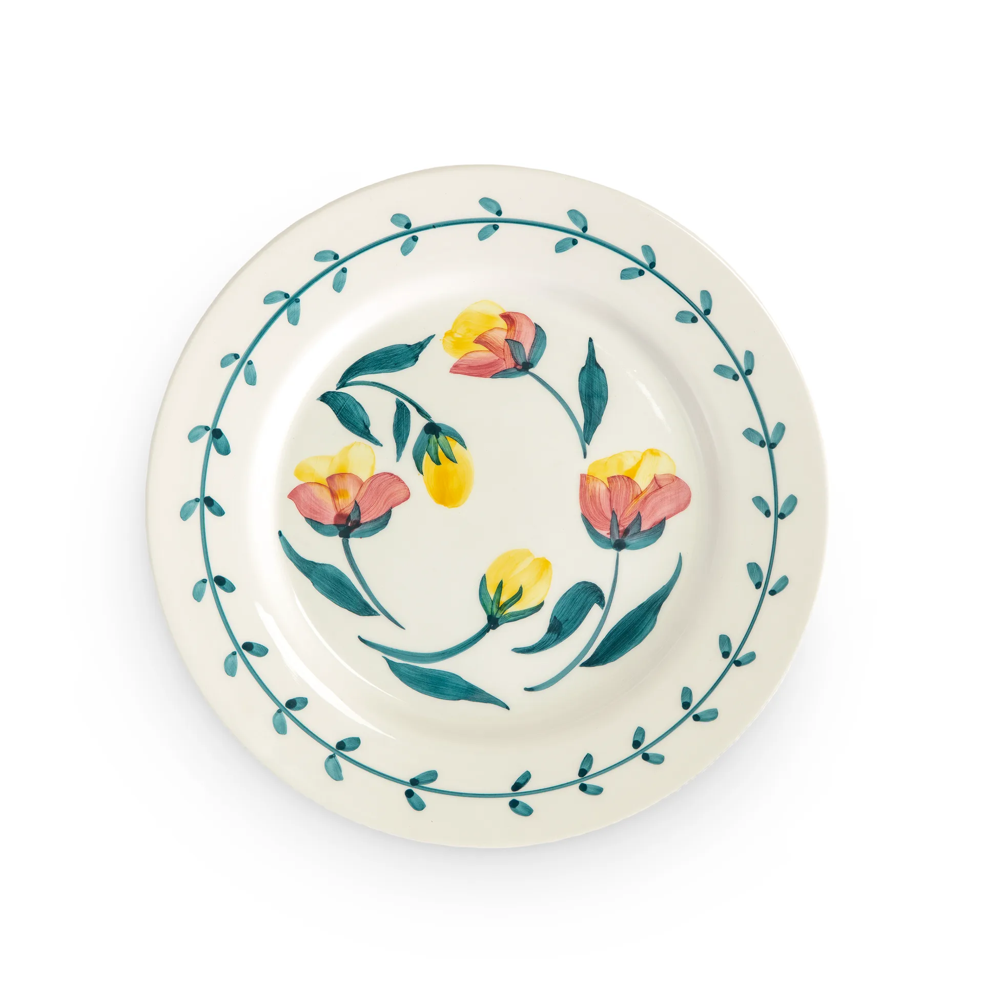 Assiette plate Flowers tulips Ø28 cm, Blanc Mateus