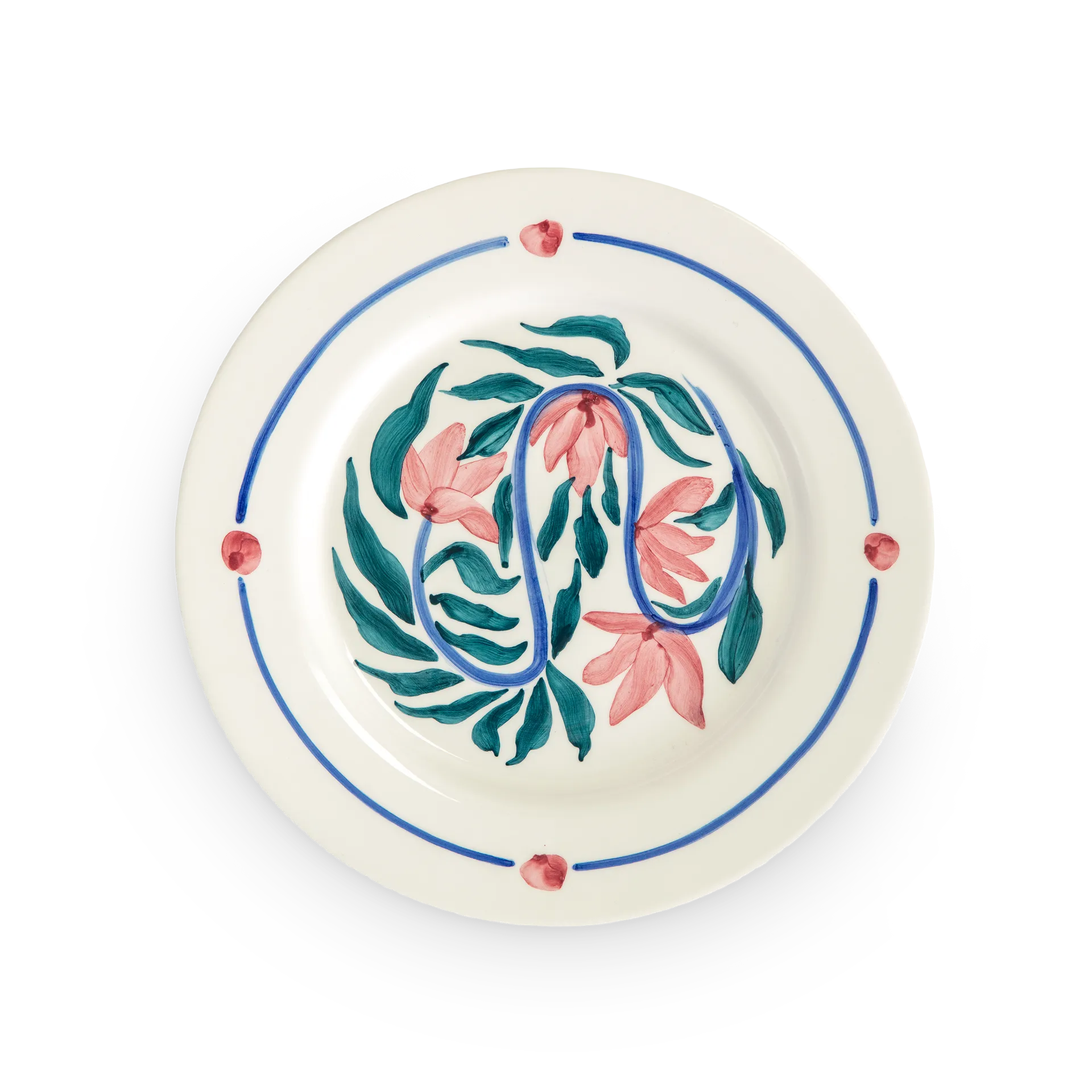 Assiette plate Flowers water lilies Ø28 cm, Blanc Mateus