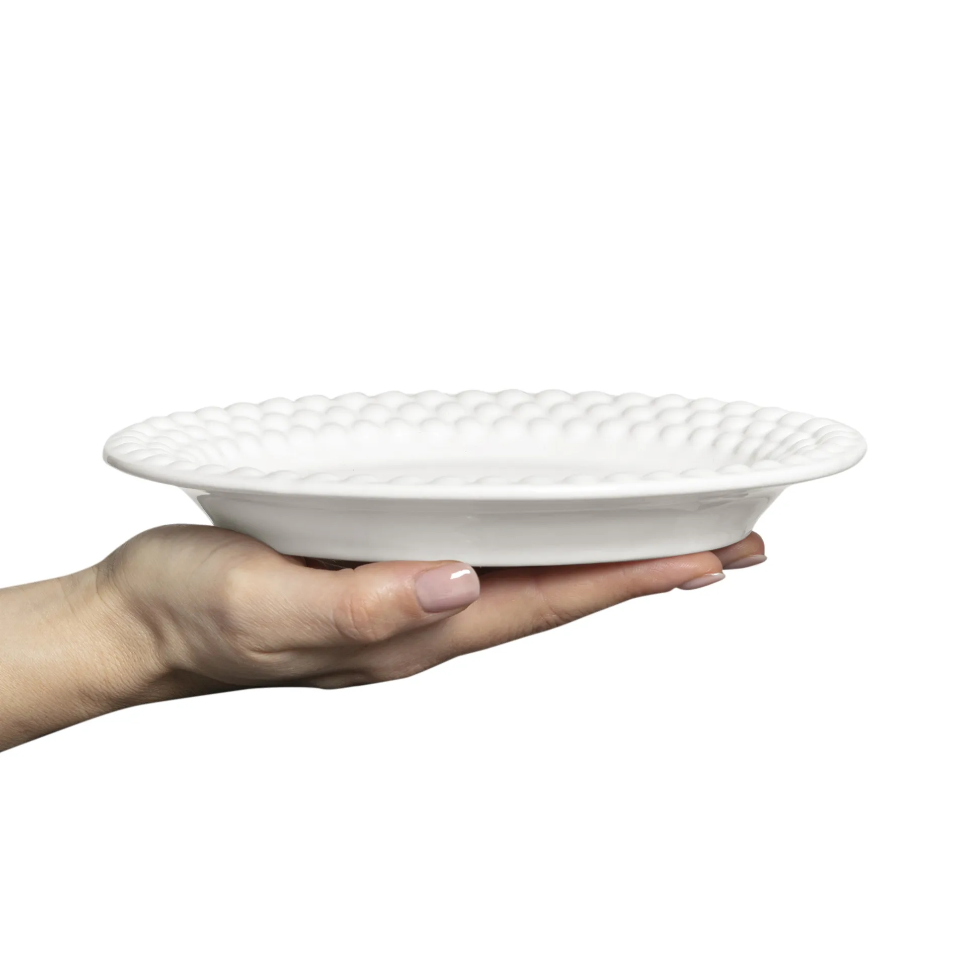 Plat ovale Bubbles 20 cm, Blanc Mateus