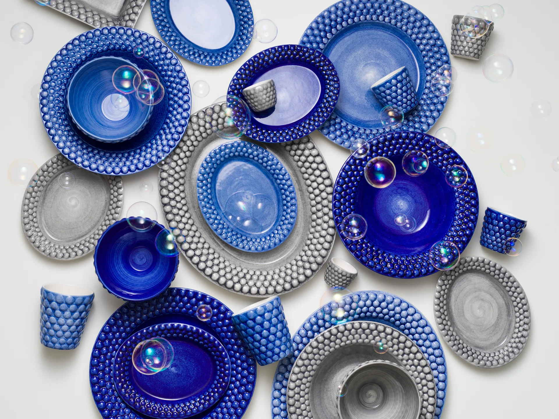 Plat ovale Bubbles 20 cm, Bleu clair Mateus