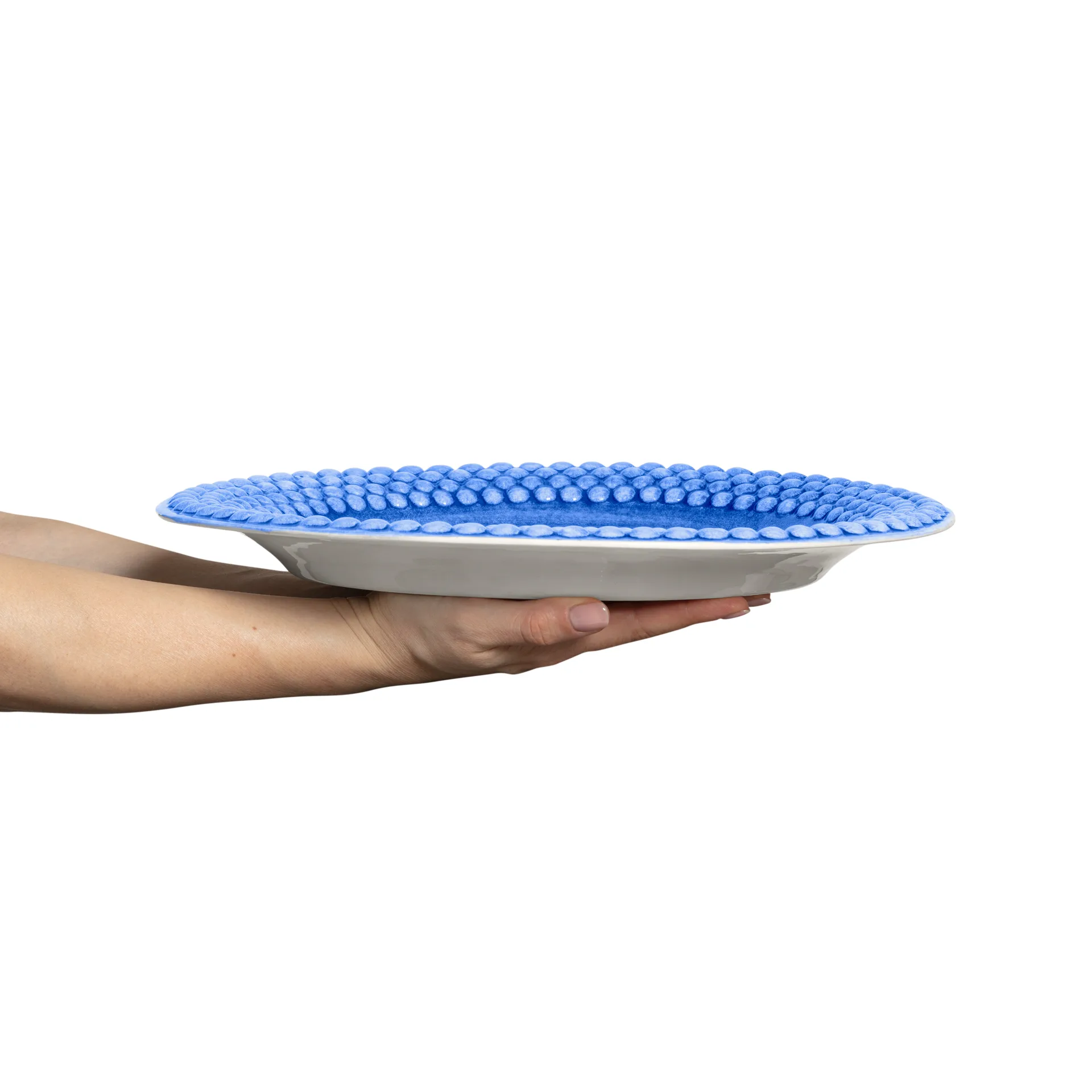 Plat ovale Bubbles 35 cm, Bleu clair Mateus