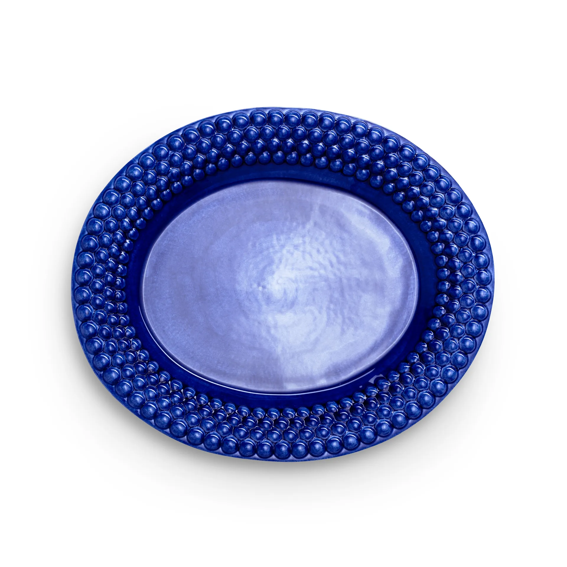 Plat ovale Bubbles 35 cm, Bleu Mateus