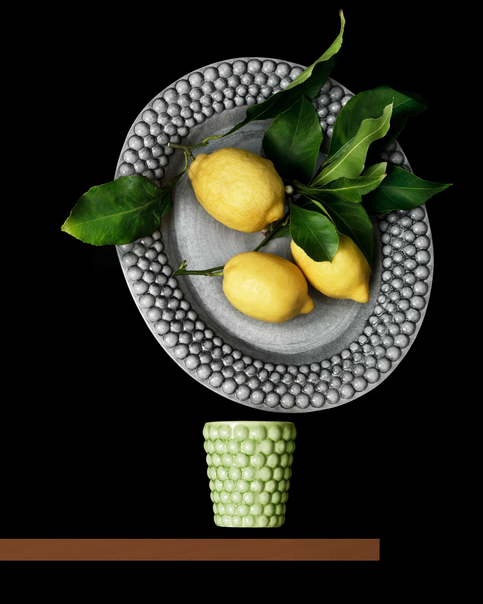 Plat ovale Bubbles 35 cm, Gris Mateus