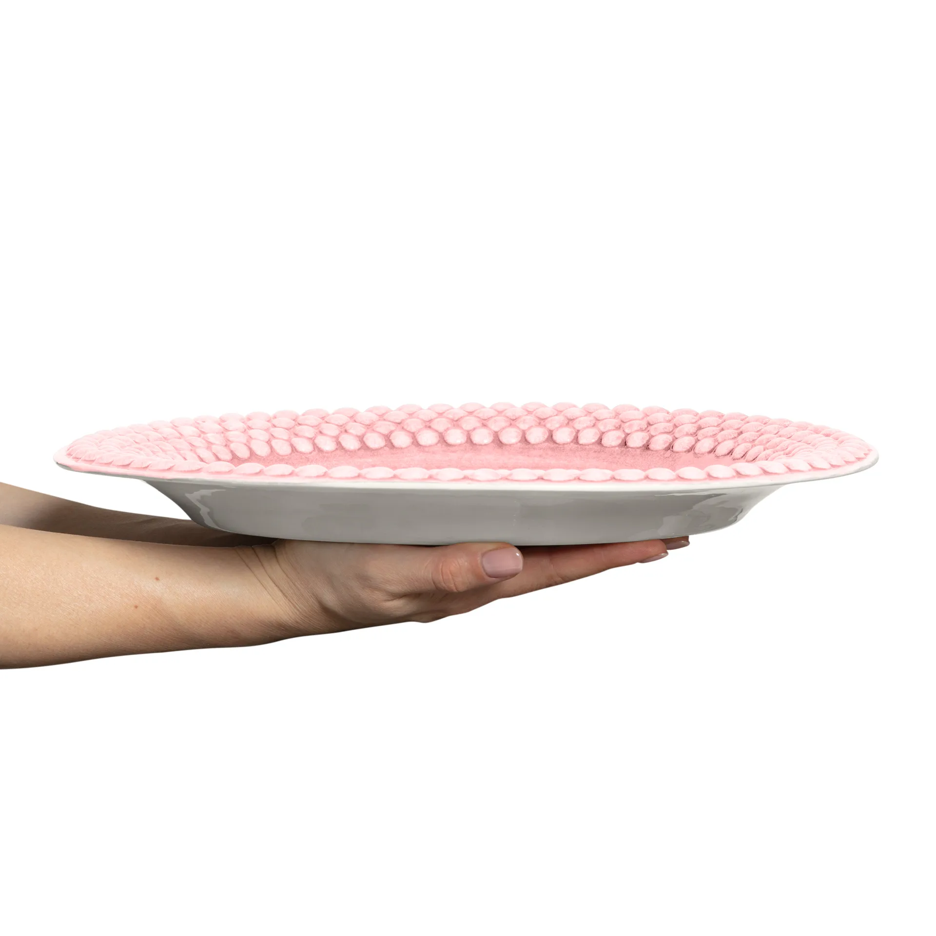 Plat ovale Bubbles 35 cm, rose clair Mateus