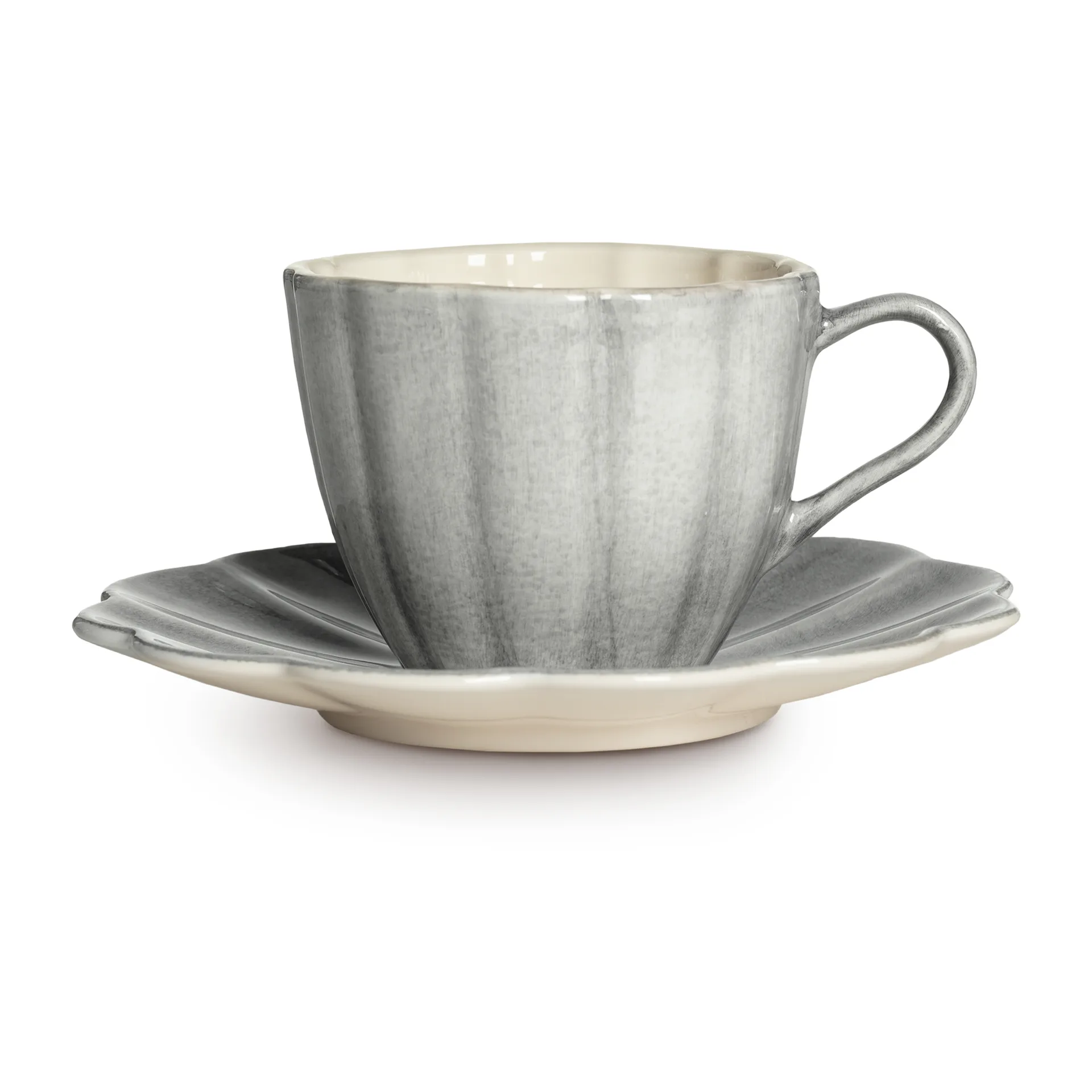 Tasse et soucoupe Oyster 25 cl, Gris Mateus