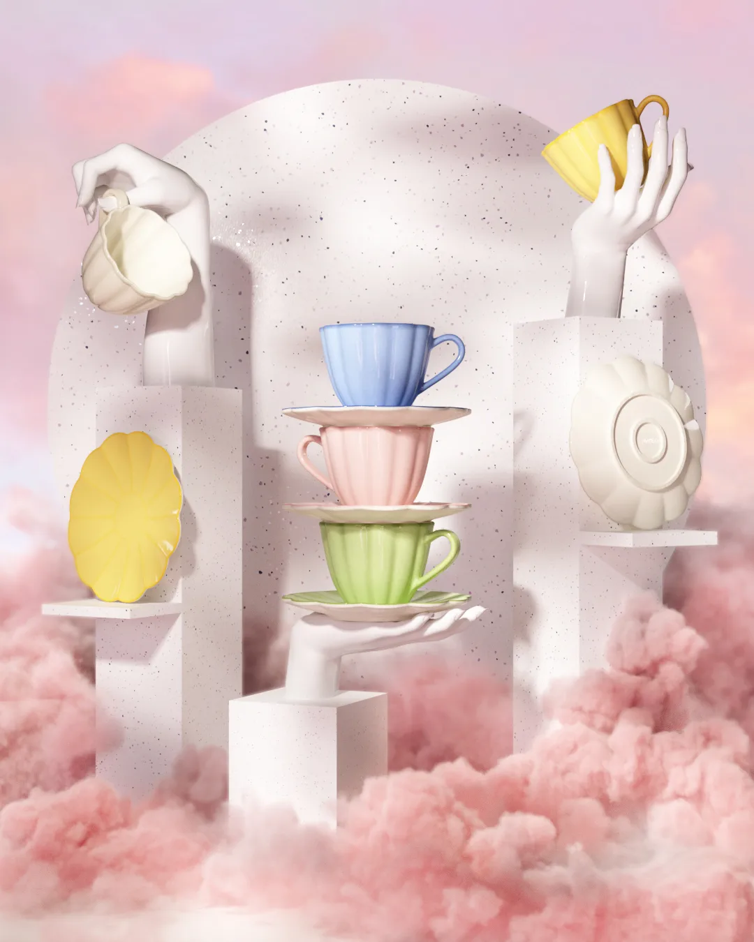 Tasse et soucoupe Oyster 25 cl, Gris Mateus