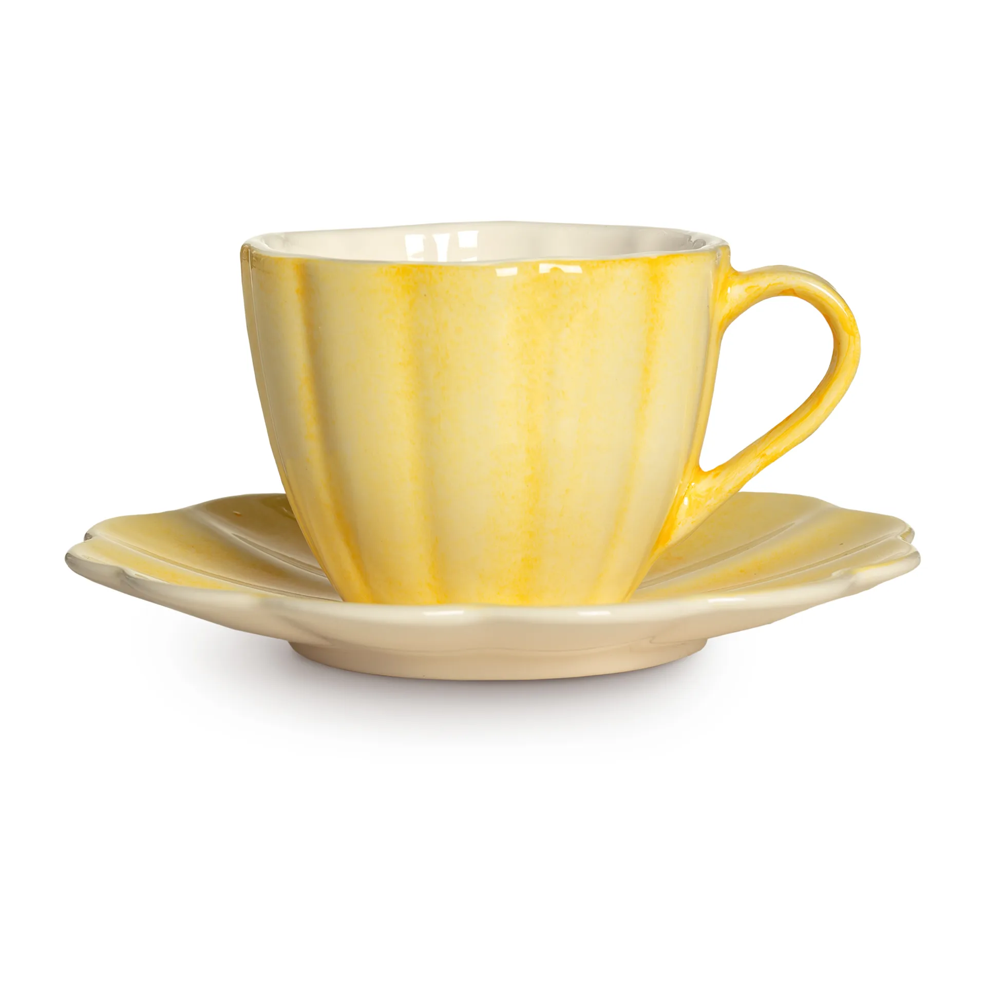 Tasse et soucoupe Oyster 25 cl, Jaune Mateus