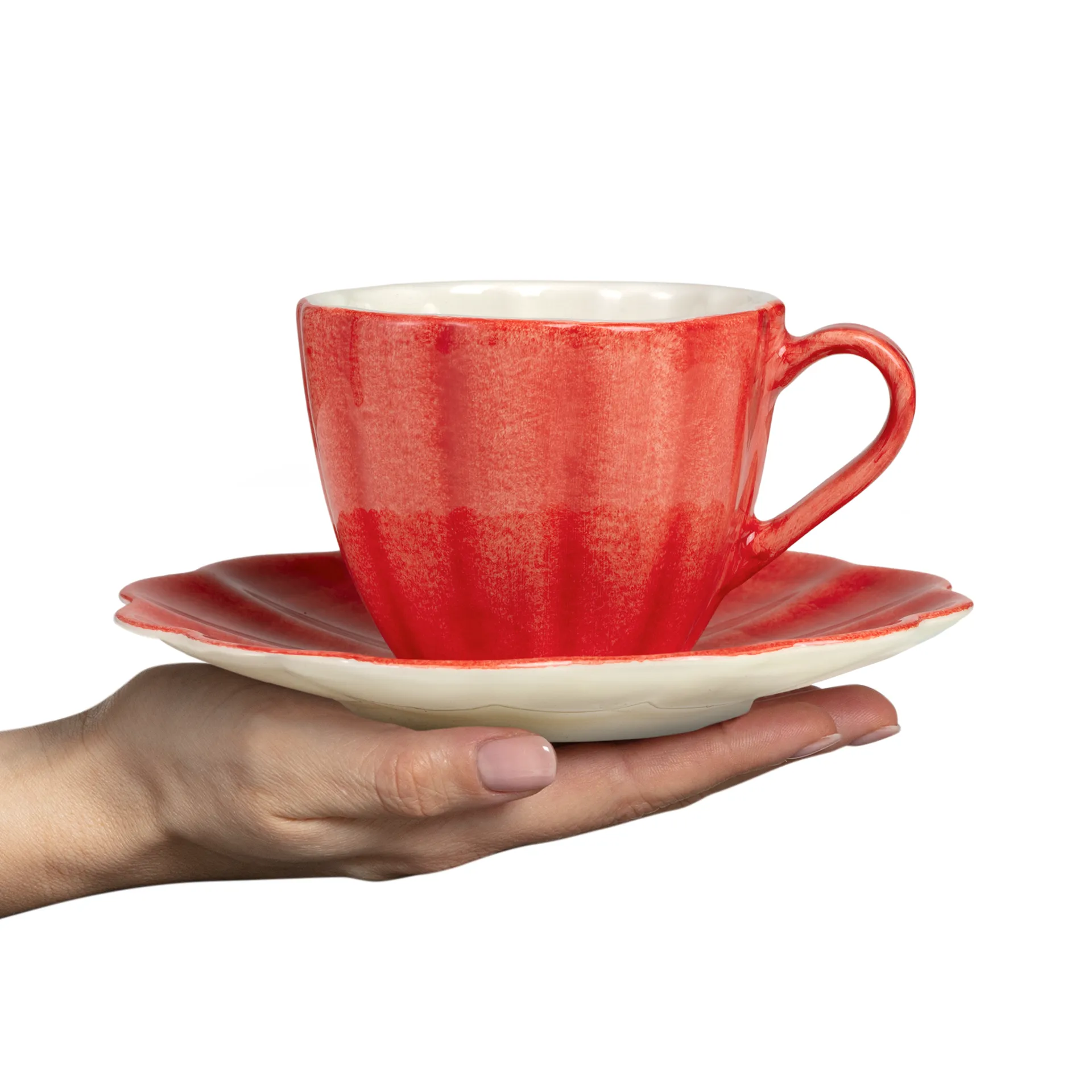 Tasse et soucoupe Oyster 25 cl, Rouge Mateus