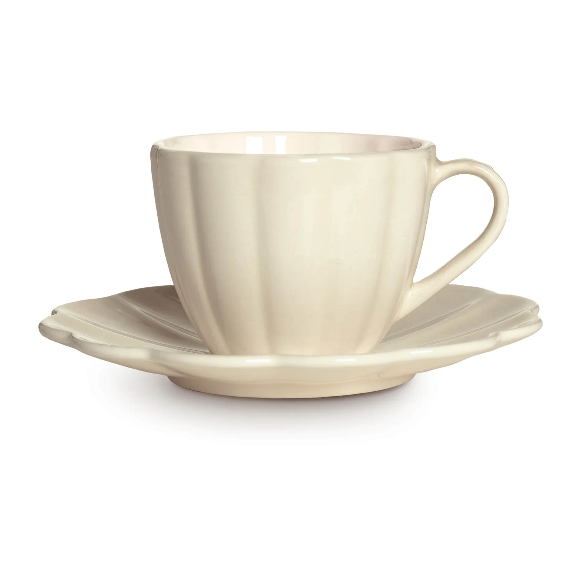 Tasse et soucoupe Oyster 25 cl, Sable Mateus