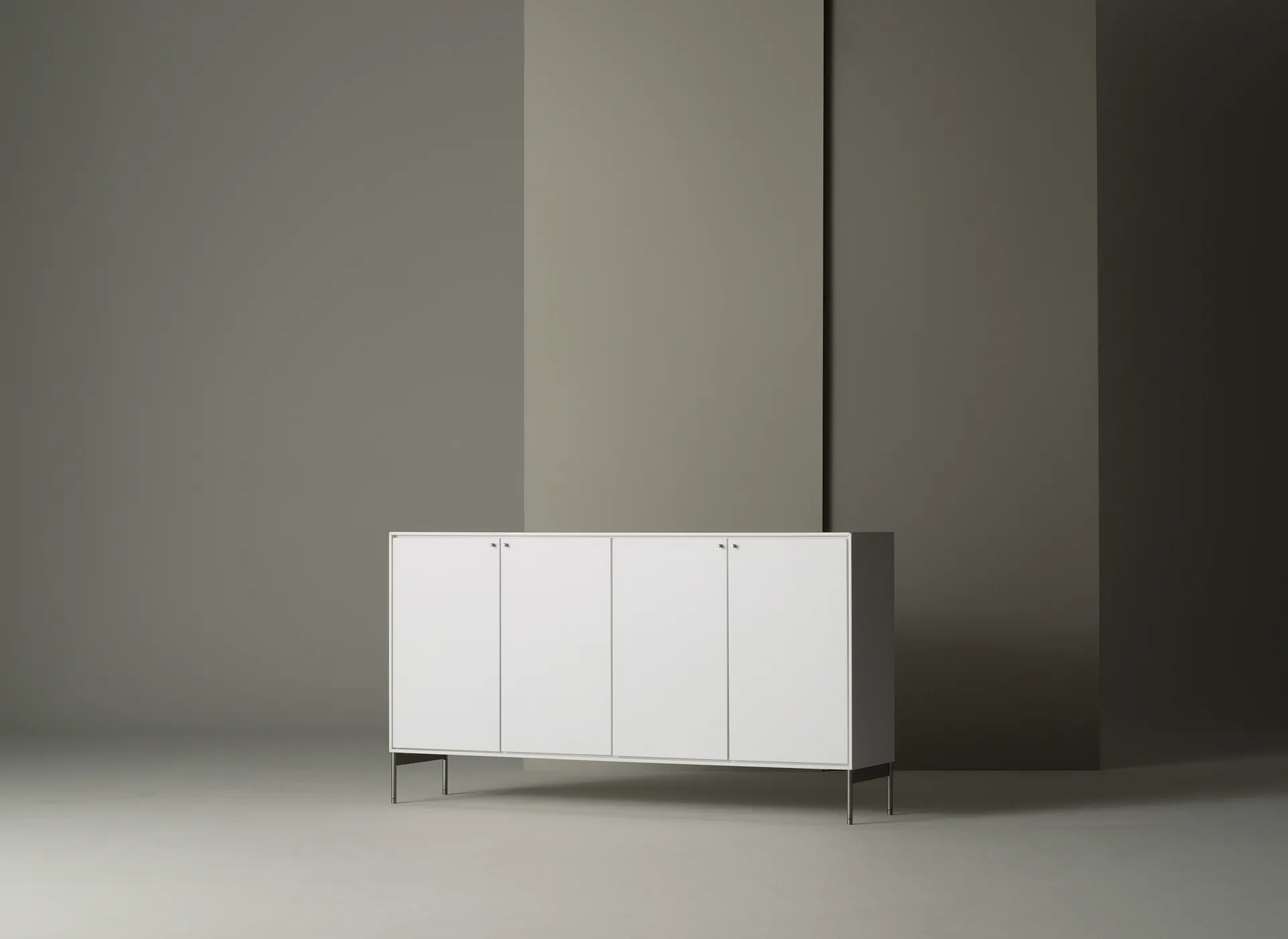 Buffet Volt 80x148 cm, Blanc laqué Mavis