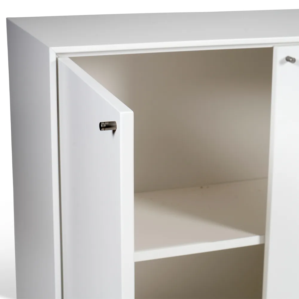 Buffet Volt 80x148 cm, Blanc laqué Mavis