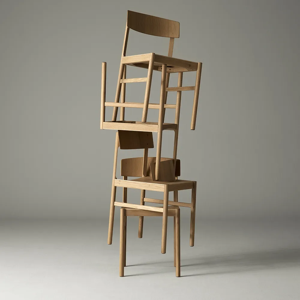 Chaise Rod, Chêne blanchi mat laqué Mavis