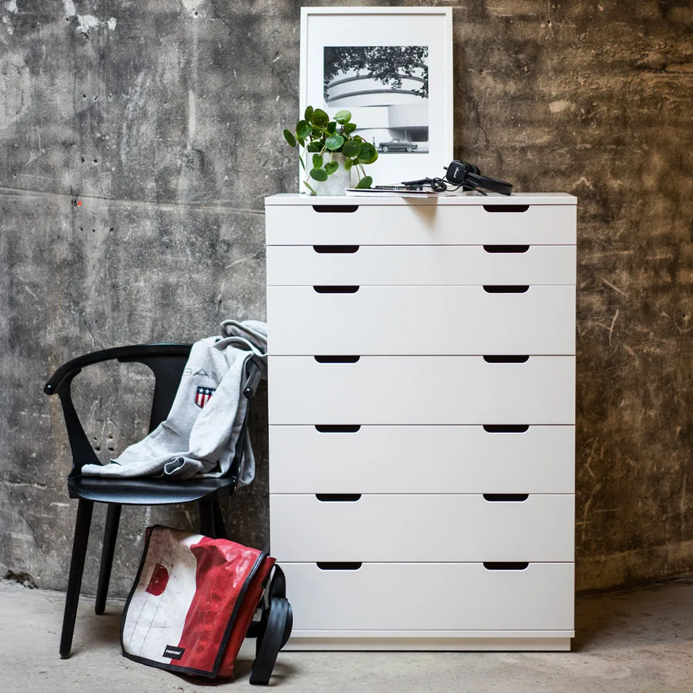 Commode Aoko 4 tiroirs, Blanc laqué Mavis