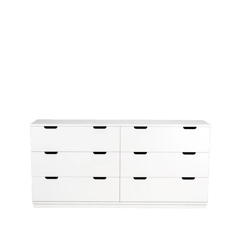 Commode Aoko double 6 tiroirs, Laqué blanc Mavis