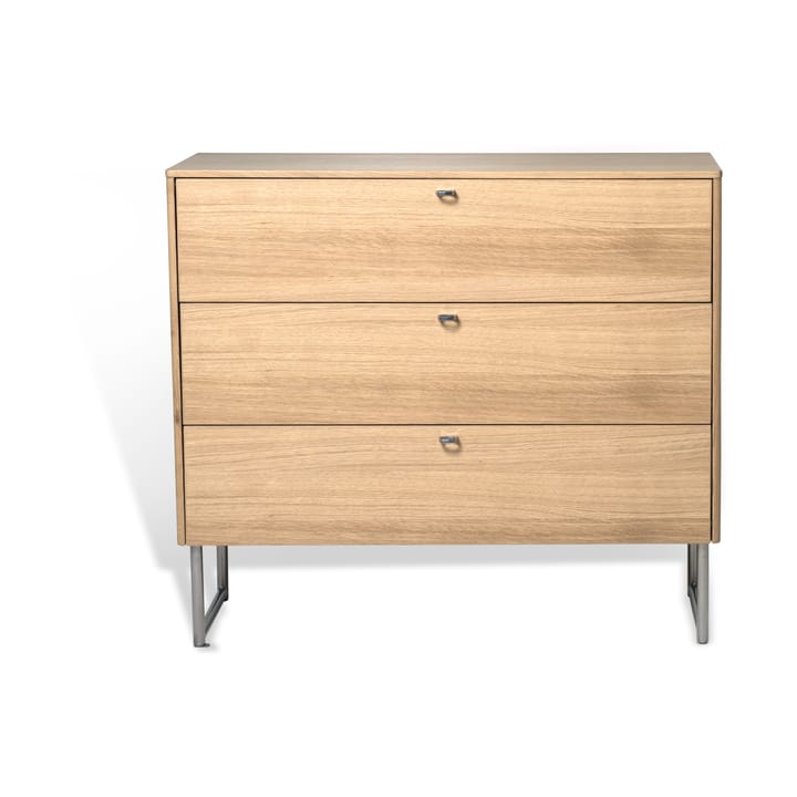 Commode Deus 3 tiroirs - Chêne laqué mat pigment blanc - Mavis