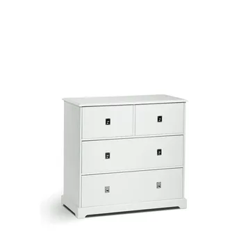 Commode Smögen - Blanc, 4 tiroirs, chrome - Mavis