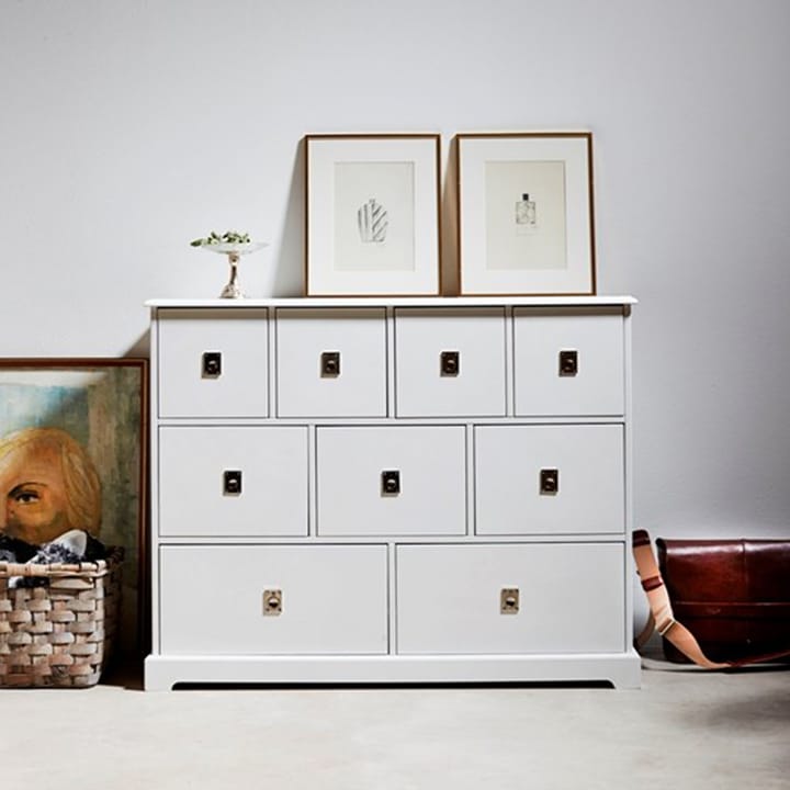 Commode Smögen, Blanc, 6 tiroirs larges, chrome Mavis
