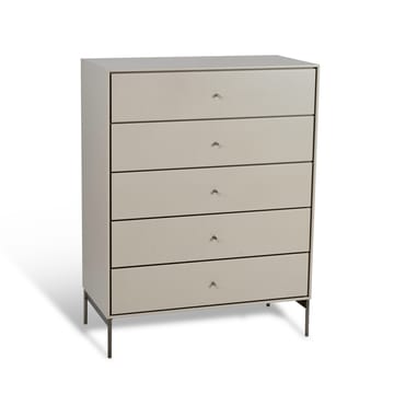 Commode Volt 5 tiroirs beige - Détails en acier inoxydable - Mavis