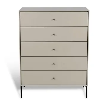 Commode Volt 5 tiroirs beige - Détails en noir - Mavis