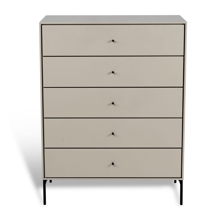 Commode Volt 5 tiroirs beige - Détails en noir - Mavis