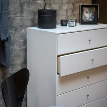 Commode Volt 5 tiroirs laquée blanche - Détails en acier inoxydable - Mavis