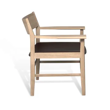 Fauteuil lounge - Chêne laqué mat pigmenté blanc – cuir Mocca Tärnsjö - Mavis